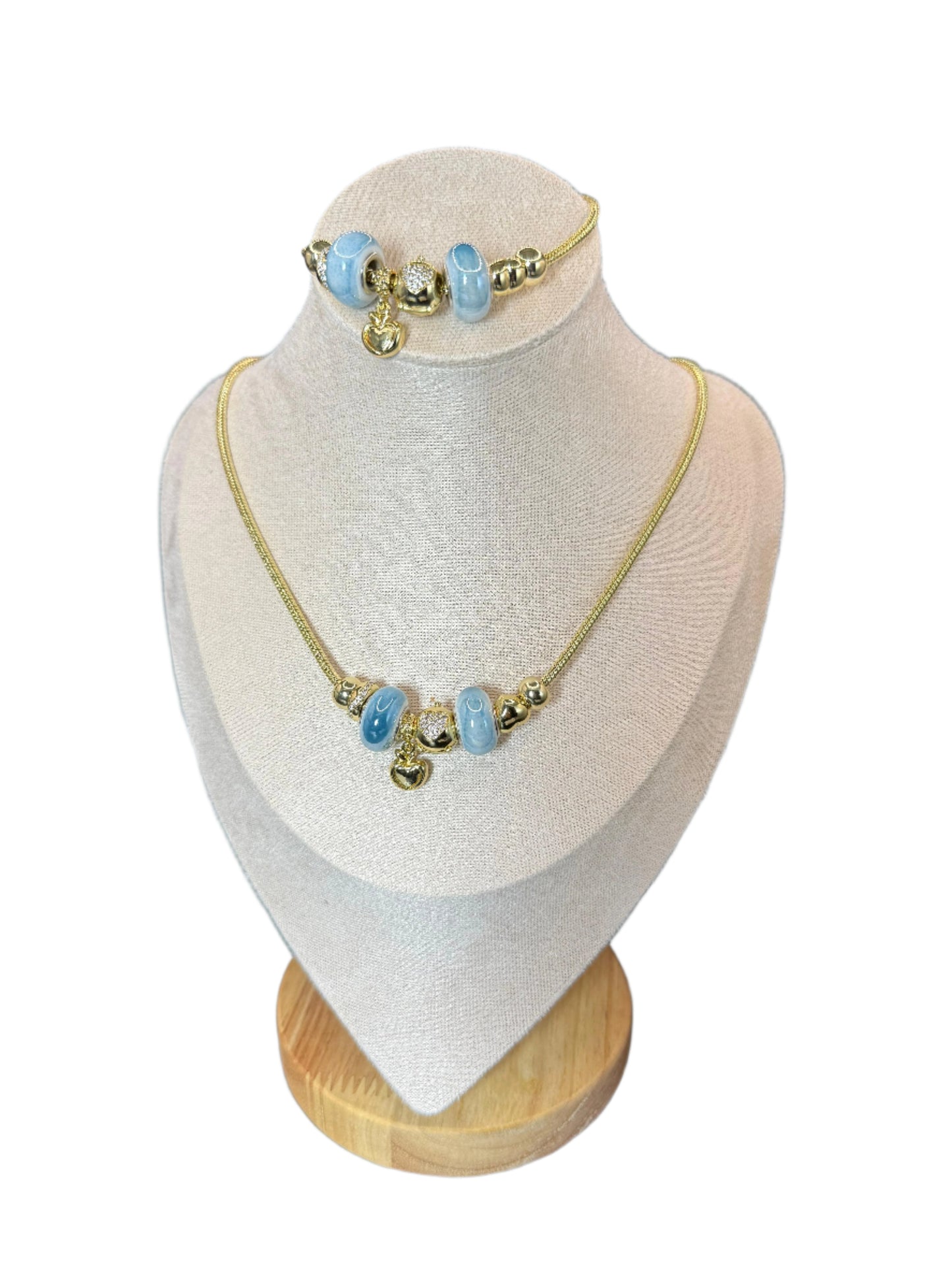 Sparkling Charm Set: Necklace & Bracelet Duo Gold Plated