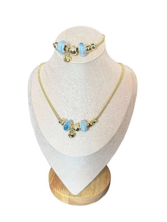 Sparkling Charm Set: Necklace & Bracelet Duo Gold Plated